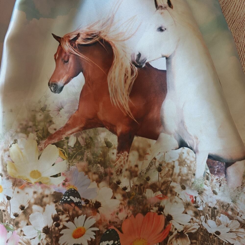 H&M horse floral bow detail flared dress sz 6X/7 - Picture 11 of 12
